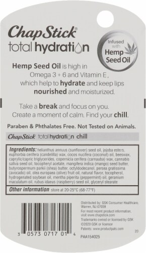 ChapStick Total Hydration Hemp Seed Oil Infused Lip Balm Perspective: back