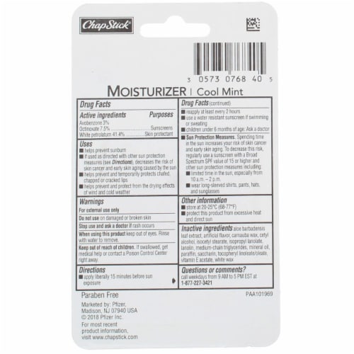 ChapStick® Cool Mint Moisturizing Lipcare SPF 15 Perspective: back