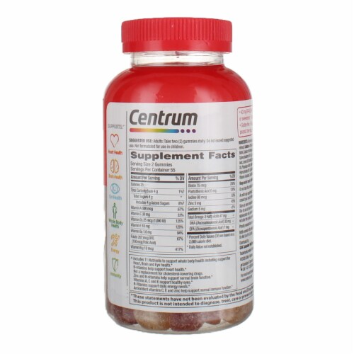 Centrum MultiGummies Multi+ Omega 3 Dual Action Adult Multivitamin Perspective: back