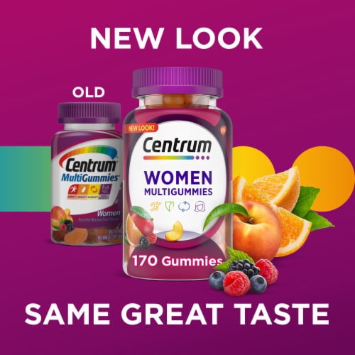 Centrum Women Multigummies Multivitamin and Multimineral Supplement Assorted Fruit Flavor Gummies Perspective: back