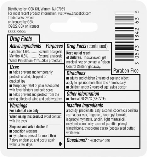 ChapStick® Classic Medicated Lip Balm Perspective: back