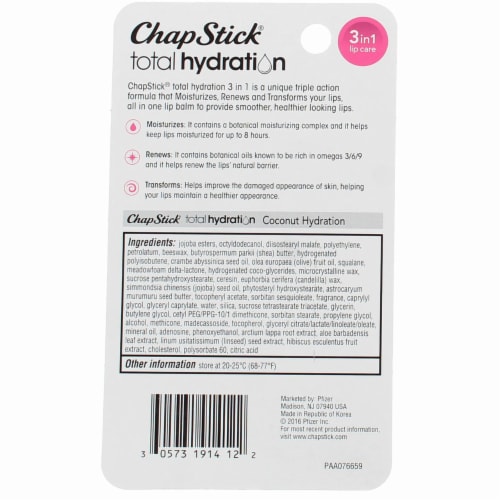 ChapStick® Total Hydration 3 in 1 Lip Care Coconut Lip Balm Perspective: back