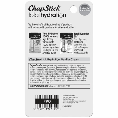 ChapStick Total Hydration Vanilla Cream Lip Balm Perspective: back