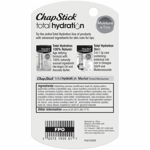 ChapStick Total Hydration Moisture + Tint Merlot Lip Balm Perspective: back