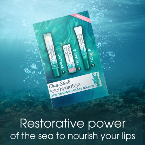 ChapStick Total Hydration Sea Minerals Gift Pack with Exfoliator Lip Moisturizer & Tinted Lip Balm Perspective: back