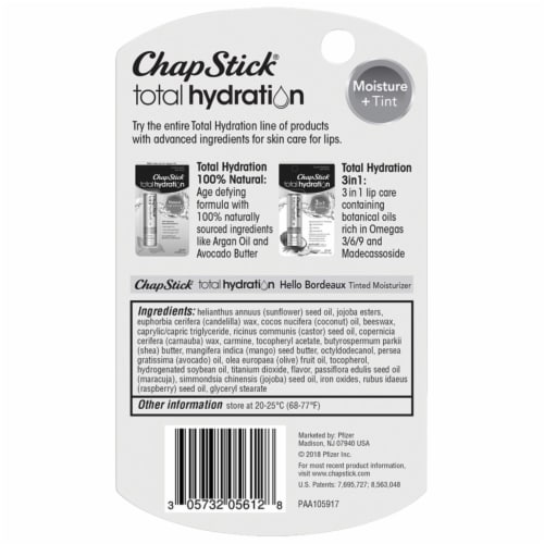 ChapStick® Hello Bordeaux Total Hydration Moisture & Tint Tinted Moisturizer Perspective: back