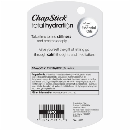 ChapStick® Total Hydration Infused with Lavender and Chamomile Essential Oils Lip Balm Perspective: back
