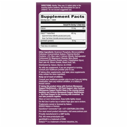Centrum Menopause Support Restful Sleep Dietary Supplement Tablets Perspective: back
