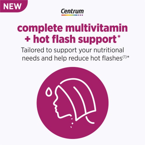 Centrum Complete Multivitamin Supplement + Hot Flash Support Menopause Support Tablets Perspective: back
