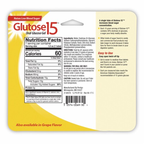 Perrigo Glucose 15™ Lemon Oral Gel Perspective: back