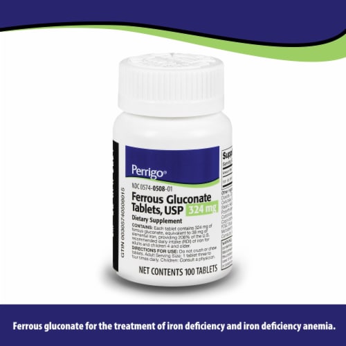 Perrigo® Ferrous Gluconate Tablets 324mg Perspective: back