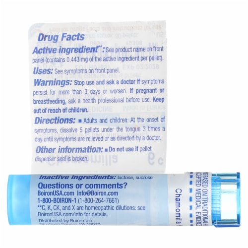 Boiron Chamomilla 6C relieves teething pain with irritability* Perspective: back
