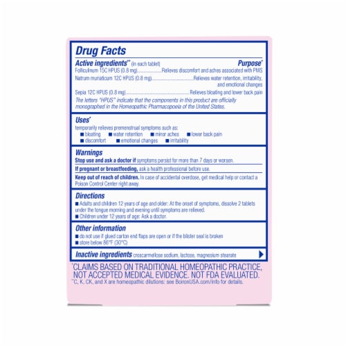 Boiron Cyclease PMS Relief Meltaway Tablets Perspective: back