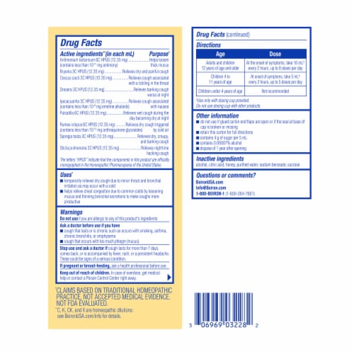 Boiron® Chestal® Honey Cough Syrup Perspective: back