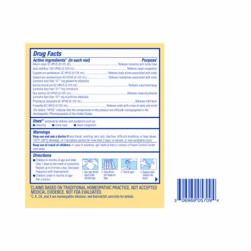 Boiron® Cold Calm® Baby Homeopathic Cold Relief Single Liquid Doses Perspective: back