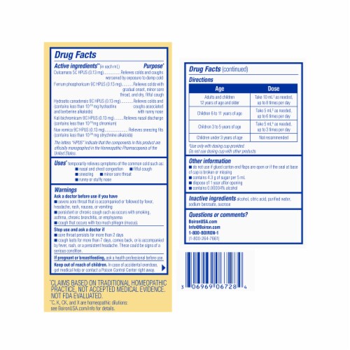 Boiron Chestal Cold & Cough Syrup Perspective: back