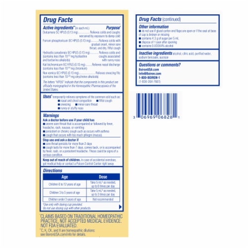 Boiron® Chestal® Children's Cold & Cough Syrup Perspective: back