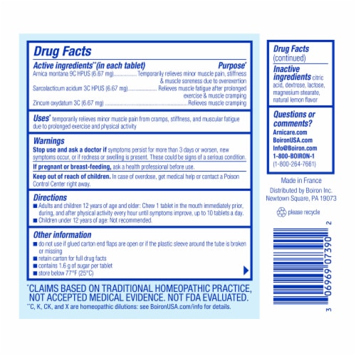 Boiron® Arnicare® Leg Cramps Homeopathic Tablets Perspective: back
