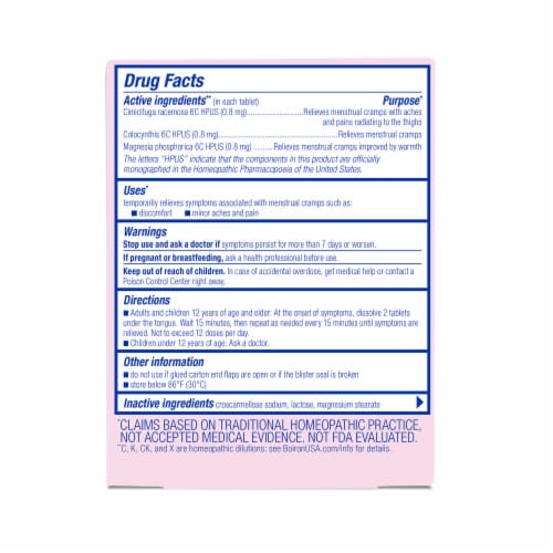 Boiron® Cyclease® Menstrual Cramps Meltaway Tablets Perspective: back