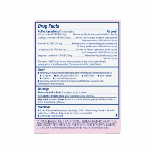 Boiron Cyclease Menopause Relief Tablets Perspective: back