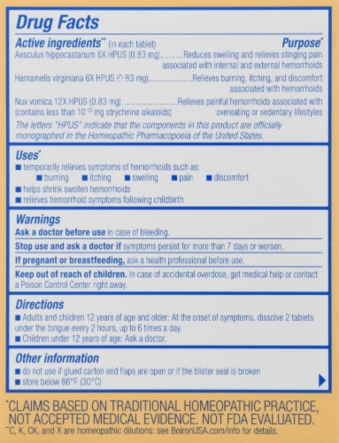 Boiron HemCalm™ Tablets Perspective: back