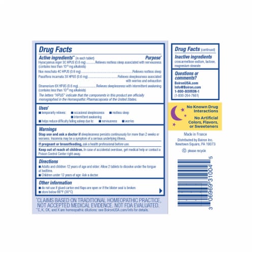 Boiron® SleepCalm Sleep Relief Melt Away Tablets Perspective: back