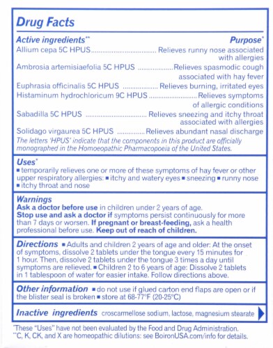 Boiron® RhinAllergy® Allergy Relief Tablets Perspective: back