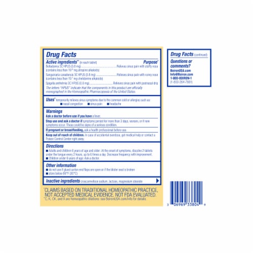 Boiron® SinusCalm® Sinus Relief Meltaway Tablets Perspective: back
