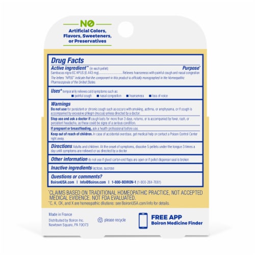 Boiron Sambucus Nigra 6C Meltaway Pellets (3 Pack) Perspective: back