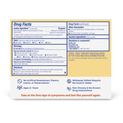 Boiron® Oscillococcinum Homeopathic Flu-like Symptom Meltaway Pellets Perspective: back