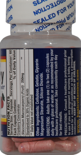 Basic Standardized Cranberry Extract Capsules 250mg Perspective: back