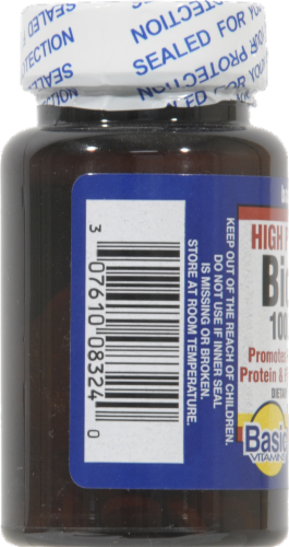 Basic High Potency Biotin Tablets 1000mcg Perspective: back