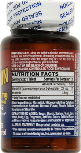 Basic Orange Sublingual Melatonin with Vitamin B-6 Tablets Perspective: back