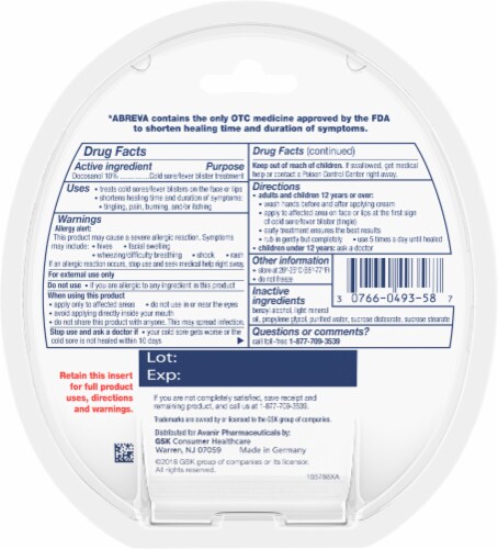 Abreva® Cold Sore Treatment Twin Pack Perspective: back