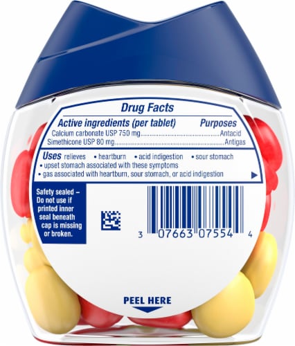 Tums Antacid/Antigas Chewy Bites Lemon & Strawberry Perspective: back