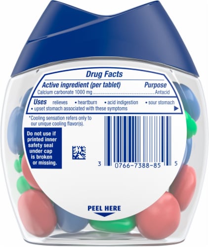 Tums Fruit Fusion Cooling Sensation Antacid Chewy Bites Perspective: back