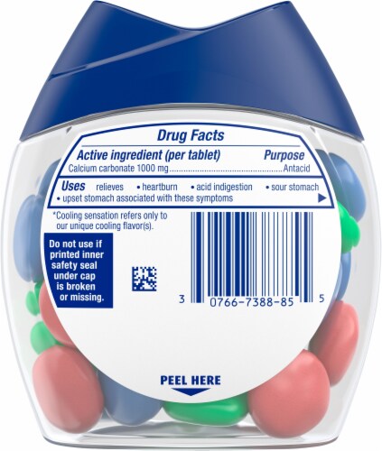 Tums Fruit Fusion Cooling Sensation Antacid Chewy Bites Perspective: back