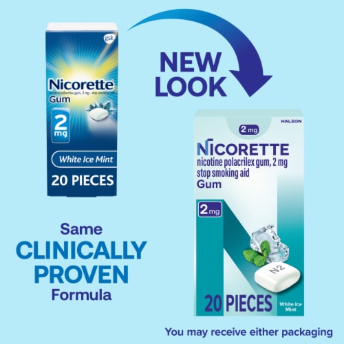 Nicorette Nicotine White Ice Mint Flavor Gum Perspective: back