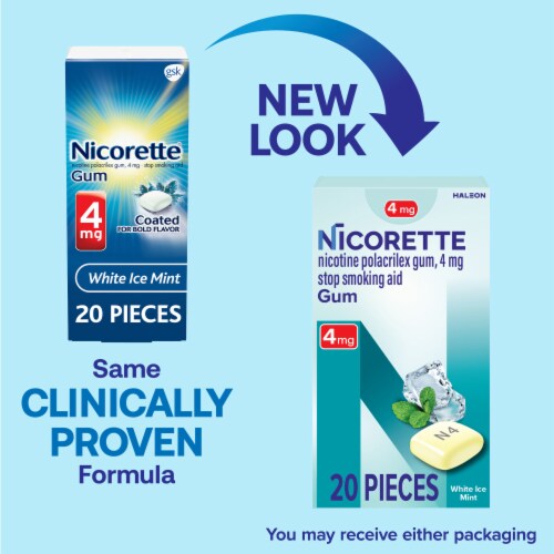 Nicorette Nicotine Gum with Behavioral Support Program 4 mg White Ice Mint Flavor Perspective: back