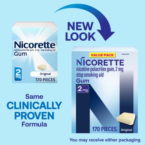 Nicorette 2 mg Nicotine Gum to Help Stop Smoking - Original Flavored Stop Smoking Aid, 170 Count Perspective: back