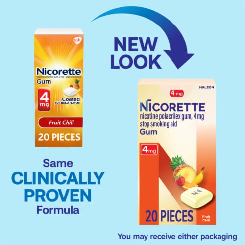 Nicorette Nicotine Fruit Chill Flavor Gum Perspective: back
