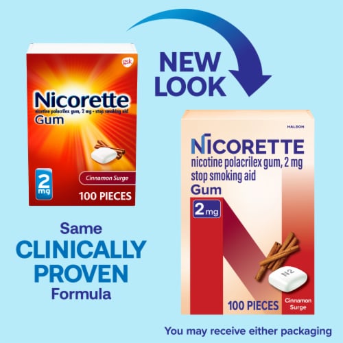 Nicorette Nicotine Cinnamon Surge Flavor Gum Perspective: back
