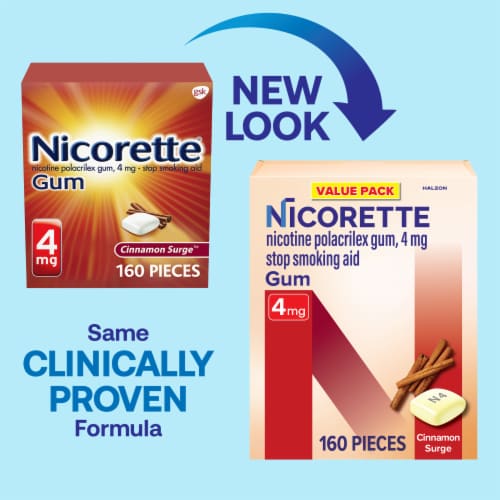 Nicorette Nicotine Gum to Help Stop Smoking, 4 mg, Cinnamon Surge Flavor - 160 Count Perspective: back