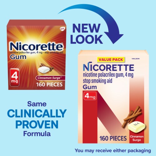 Nicorette Nicotine Gum to Help Stop Smoking, 4 mg, Cinnamon Surge Flavor Perspective: back