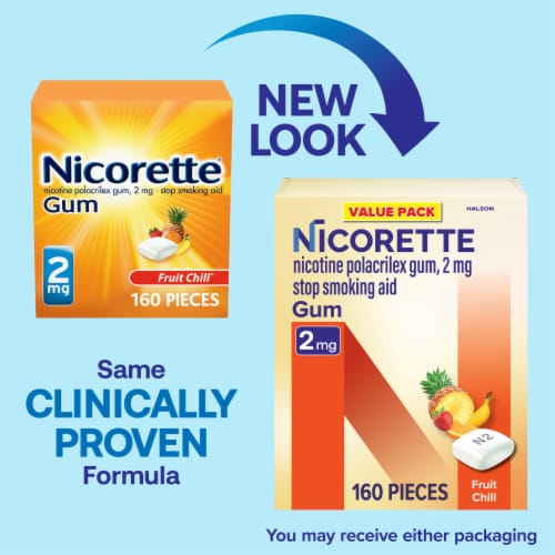 Nicorette Nicotine Fruit Chill Flavor Gum Perspective: back