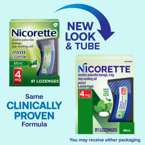 Nicorette Mini Nicotine Lozenges 4 mg Mint Flavor Perspective: back