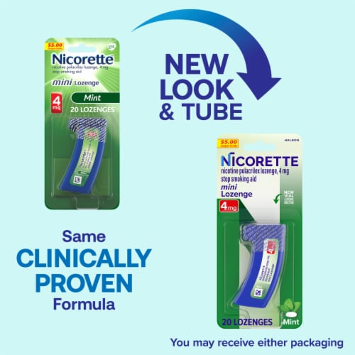 Nicorette Mini Nicotine Lozenges 4 mg Mint Flavor Perspective: back