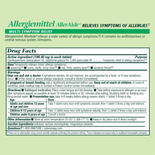 Boericke & Tafel Allergiemittel AllerAide Allergy Relief Tablets Perspective: back