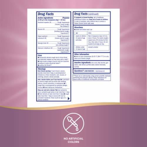 Boericke & Tafel Daytime Cough & Bronchial Homeopathic Syrup Perspective: back