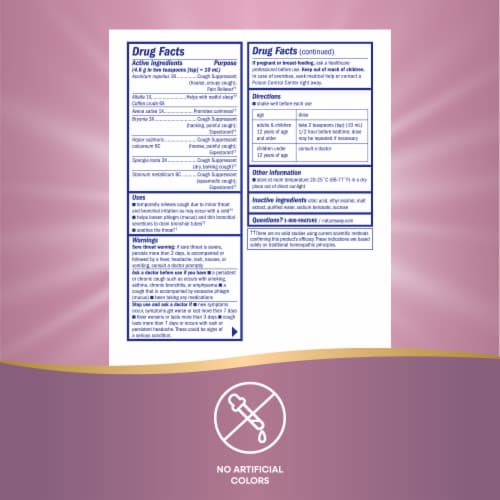 Boericke & Tafel Nighttime Cough & Bronchial Syrup Perspective: back
